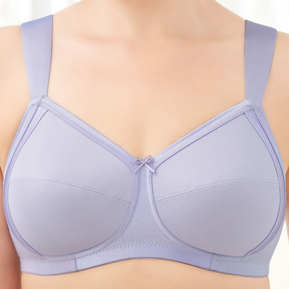 Glamorise 40D Bra ~Seamless-X-WIDE-Straps~ (Side Support Too!) 35% Cotton Purple - Picture 2 of 15